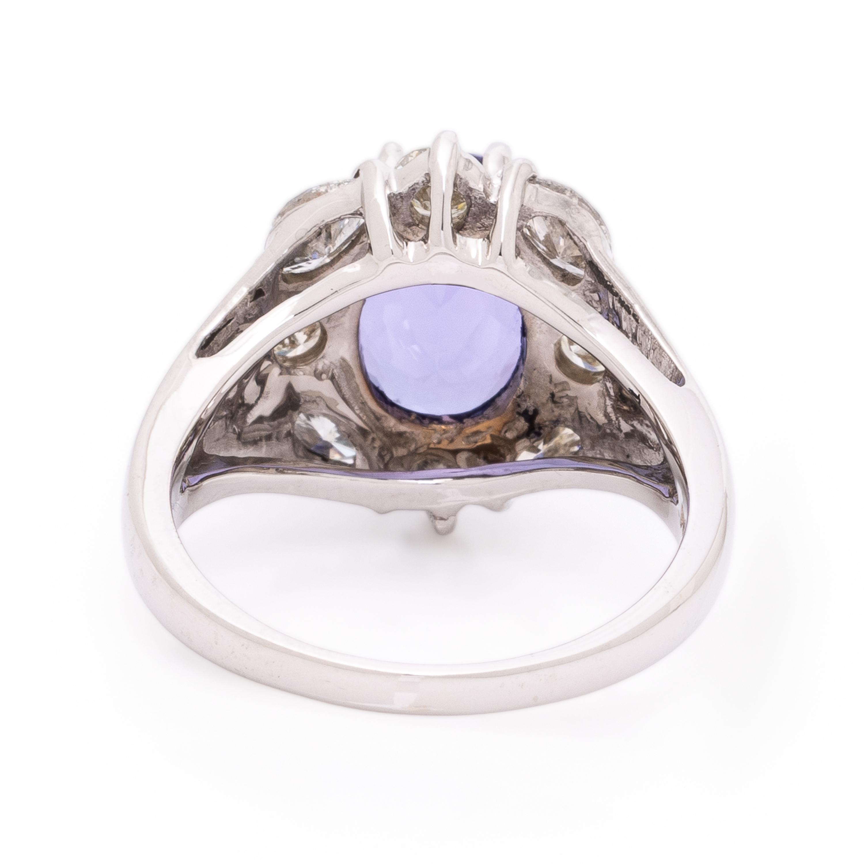 Tanzanite, Diamond, and White Gold Ring