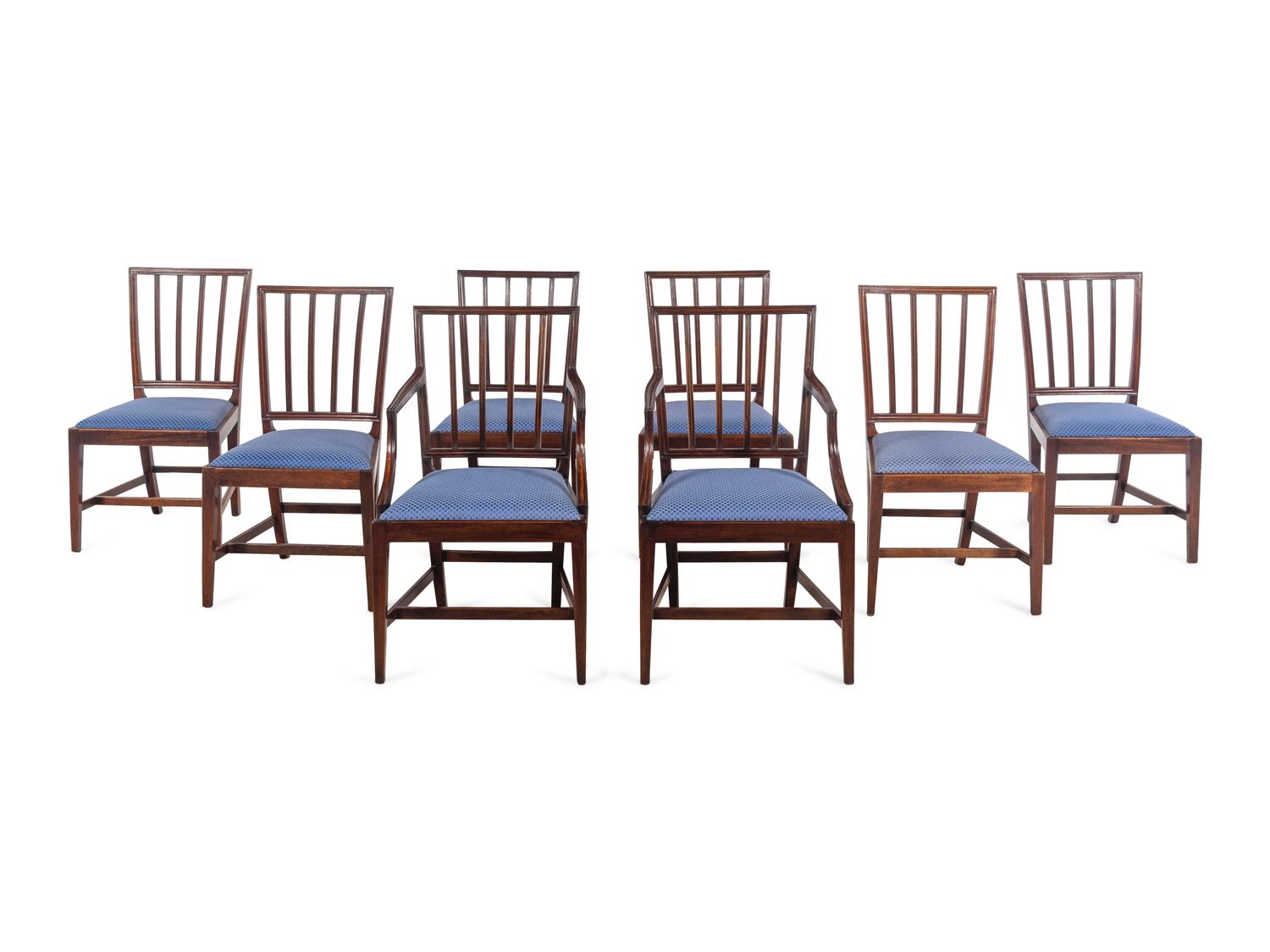 A Set of Eight George III Mahogany Dining Chairs