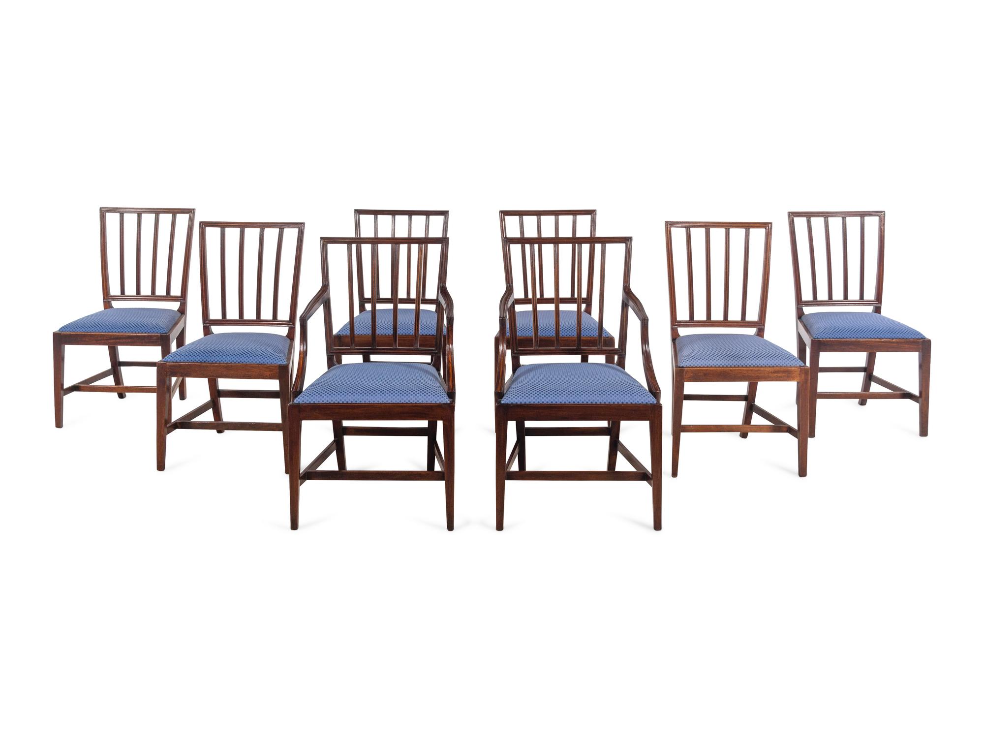 A Set of Eight George III Mahogany Dining Chairs