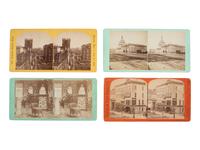 [EARLY PHOTOGRAPHY]. A group of 4 stereoviews of an identified photographic wagon and studios, incl. J.H. Kent (Rochester) and G.P. Lasselle (Boston).