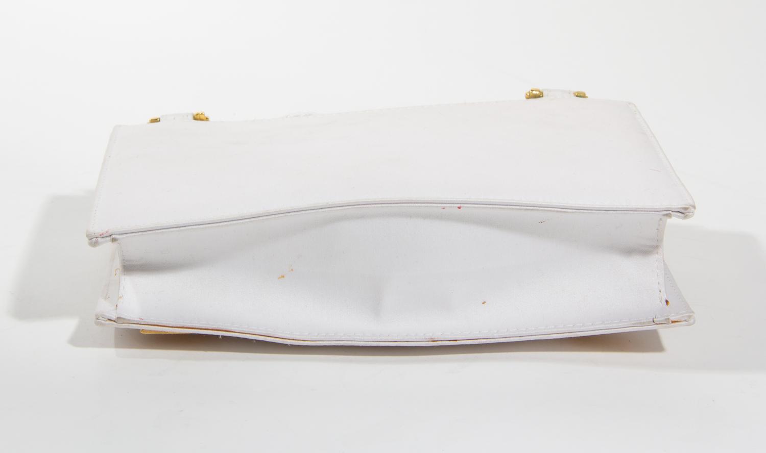 A Gianni Versace White Silk Medusa Shoulder Bag, 9" x 6" x 2".