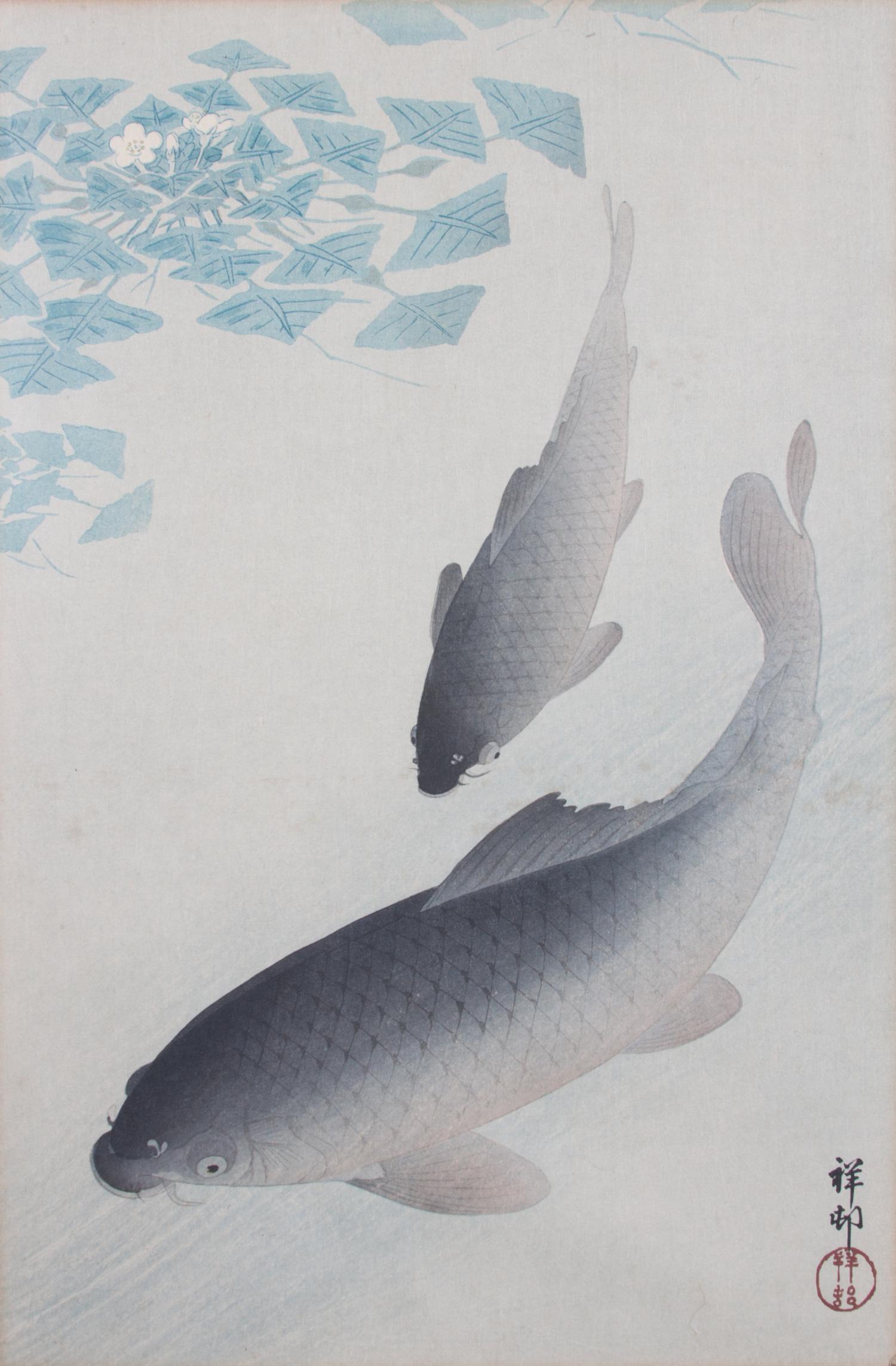 Ohara Koson, (Japanese, 1877-1975), Six works: Birds and Fish