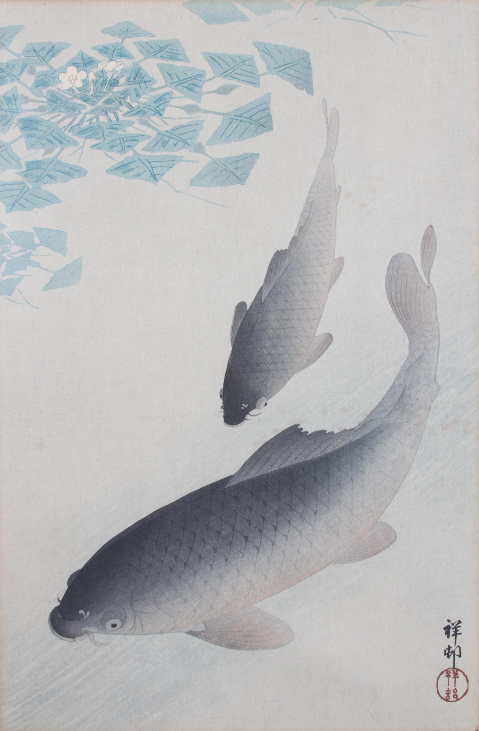 Ohara Koson, (Japanese, 1877-1975), Six works: Birds and Fish