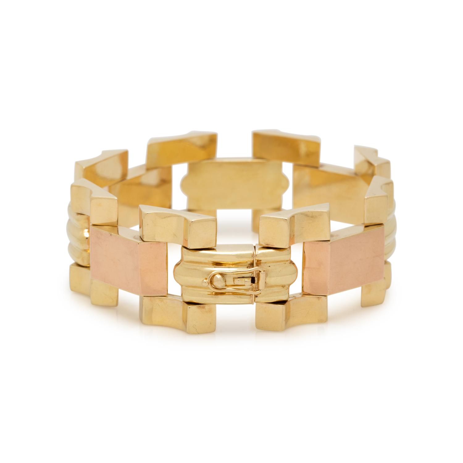 RETRO, BICOLOR GOLD BRACELET