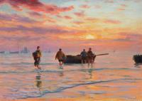 Unloading the Fish at Sunset , 1904