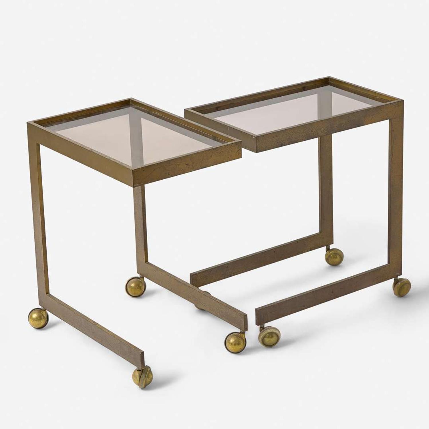 Vladimir Kagan (American, 1927-2016) Pair of Prew Bronze Side Tables, USA, Vladimir Kagan Designs, Inc., circa 1974