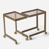 Vladimir Kagan (American, 1927-2016) Pair of Prew Bronze Side Tables, USA, Vladimir Kagan Designs, Inc., circa 1974