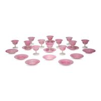 A Steuben Carder Rose Glass Table Service