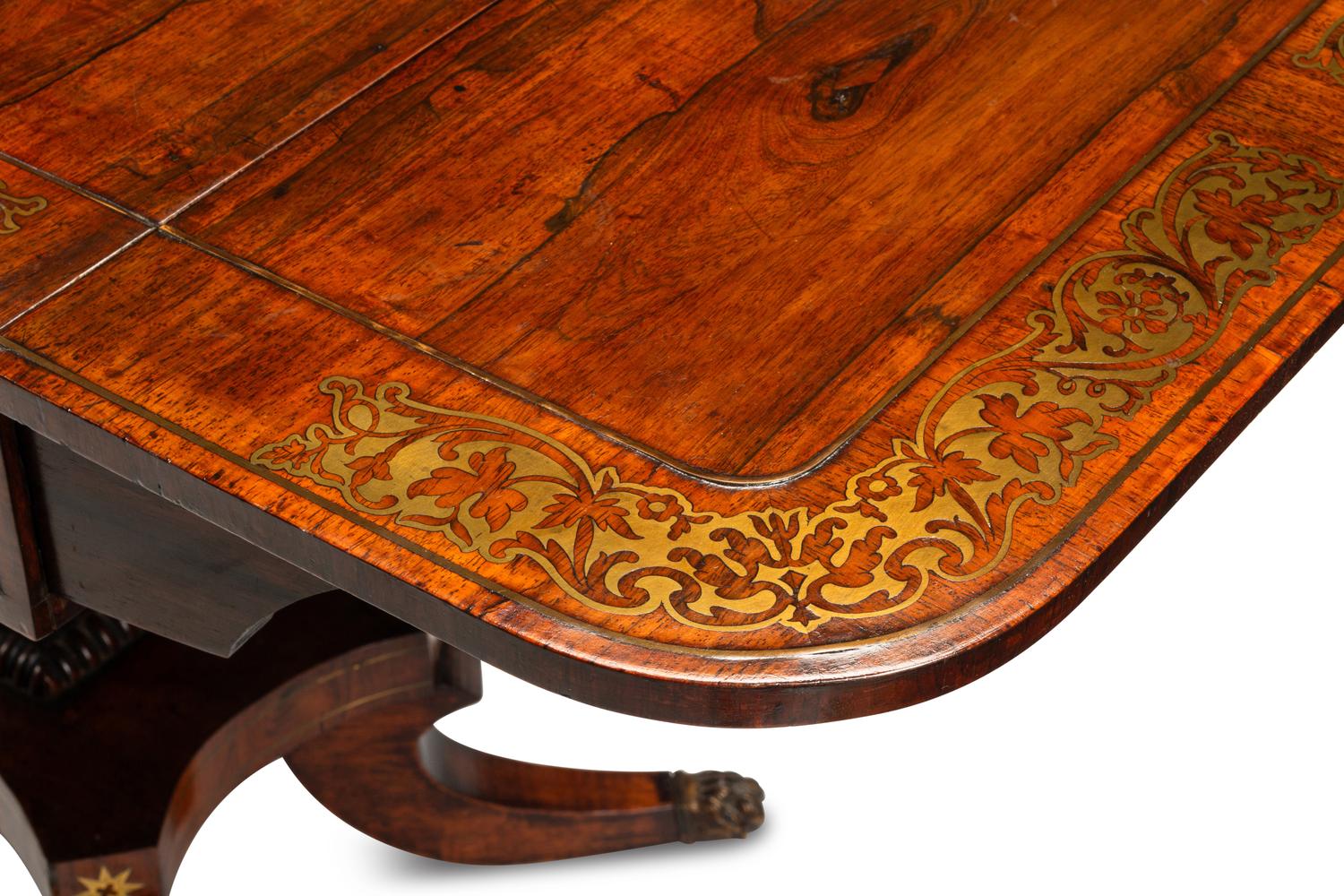 A Regency Brass-Inlaid Rosewood Sofa Table