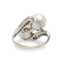 Cultured Pearl and Diamond Ring