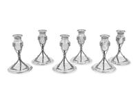A Set of Six German Silver Candlesticks