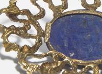 A Pair of 14K Yellow Gold and Lapis Lazuli Earrings