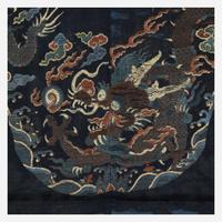 A large Chinese woven silk "Dragon" panel for a robe 17th Century