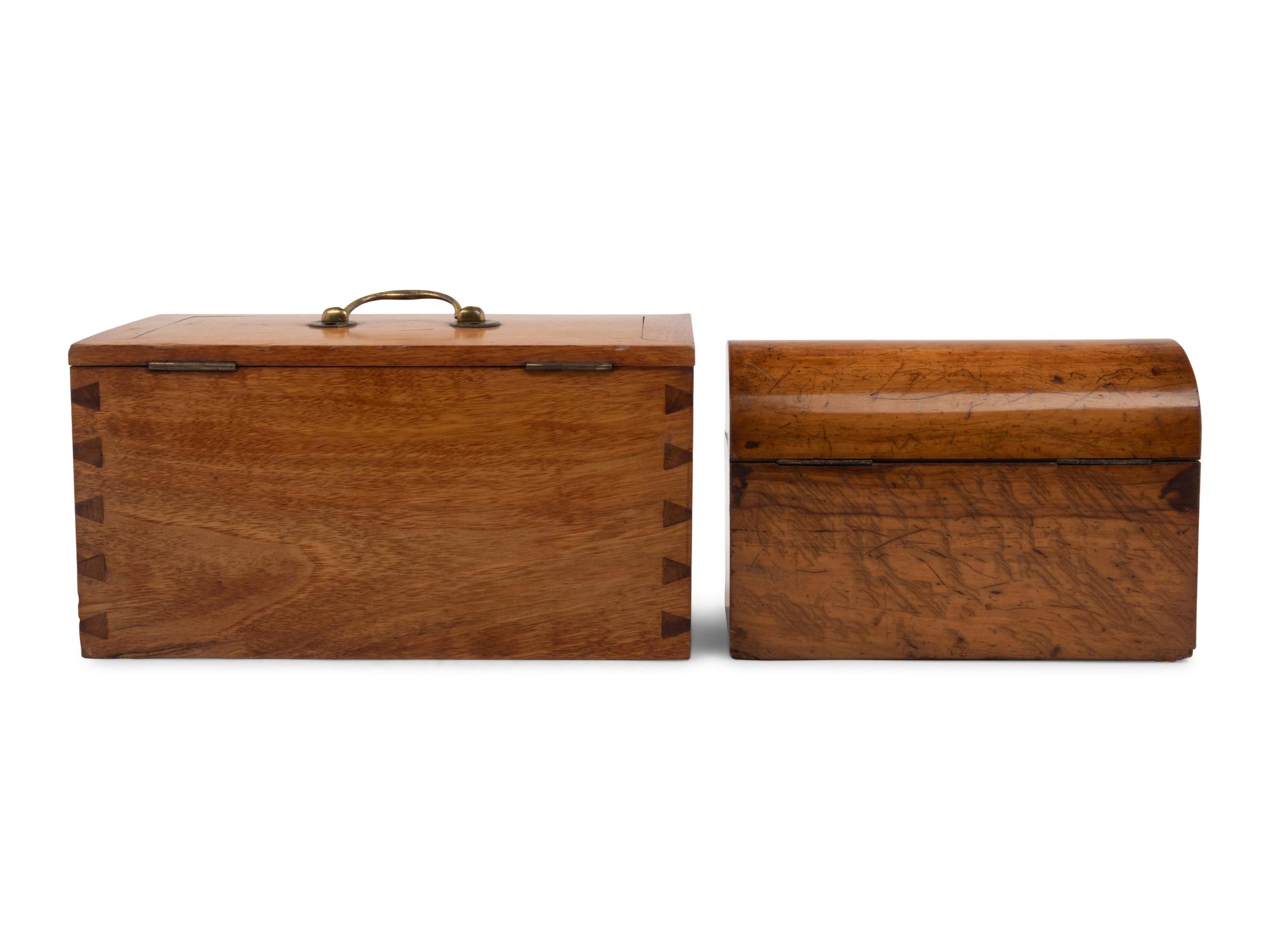Two Continental Wood Table Caskets