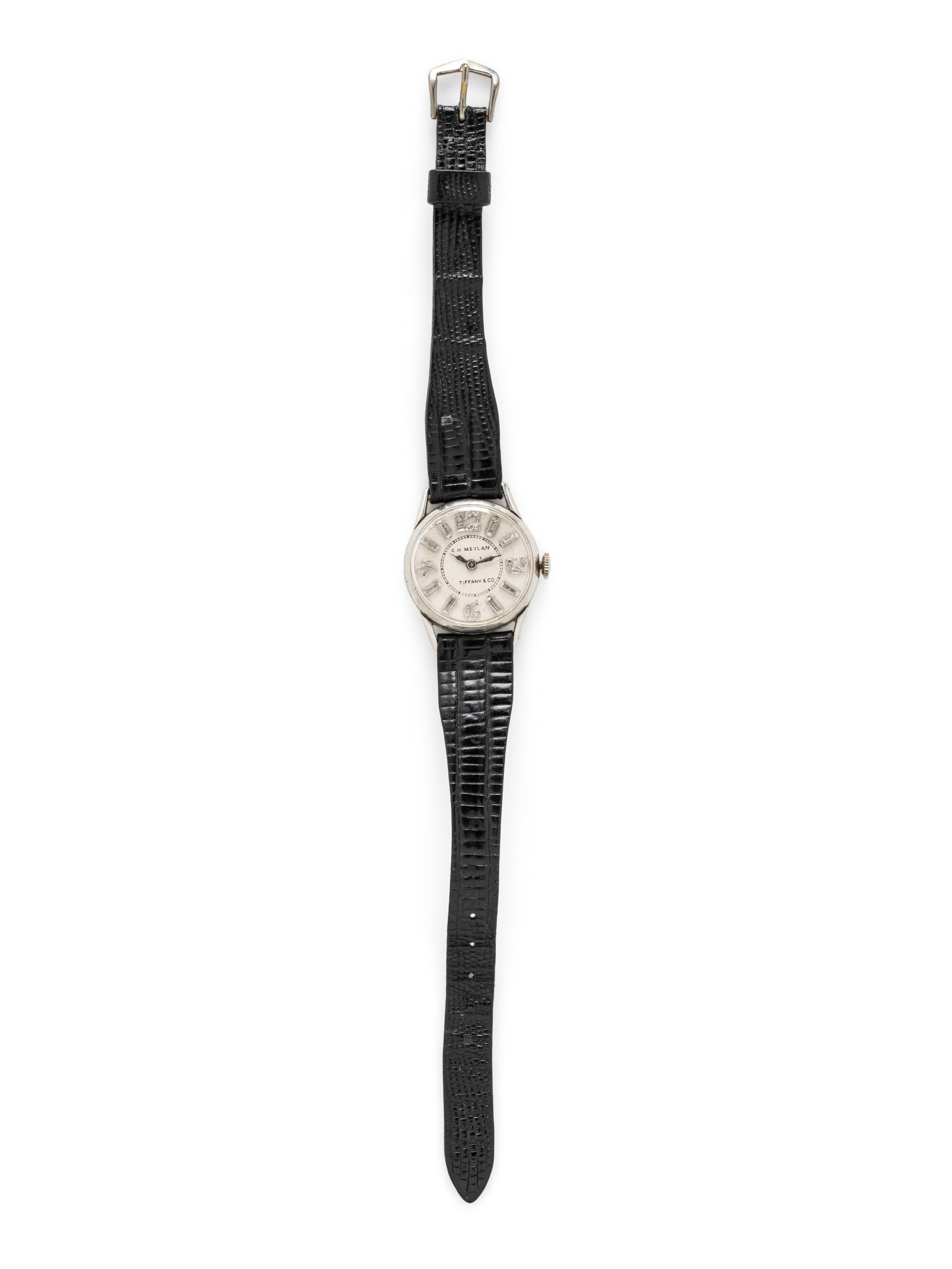 TIFFANY AND CO., C.H. MEYLAN, PLATINUM AND DIAMOND WATCH