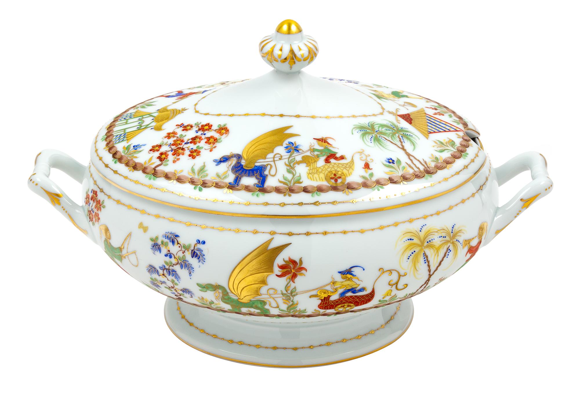 A French Porcelain Cirque Chinois Tureen and Cover Width 13 1/2 inches. — RETAILED BY TIFFANY & CO., 20TH CENTURY