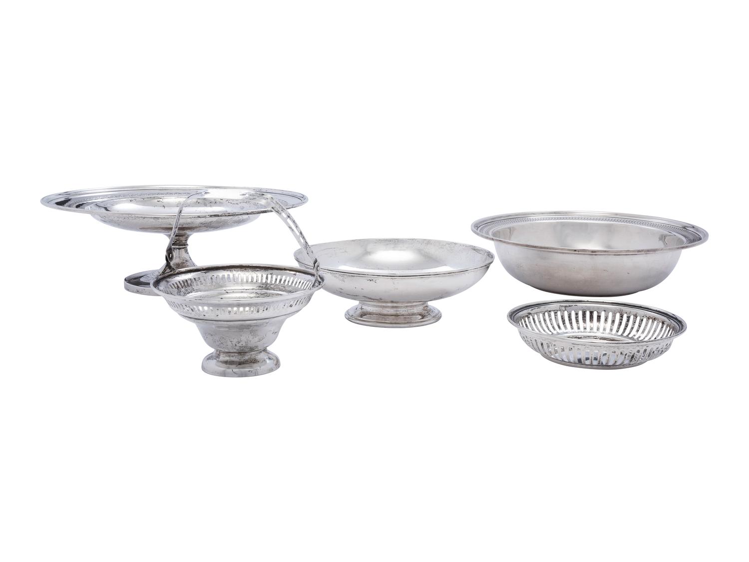 Five American Silver Bowls and Compotes
