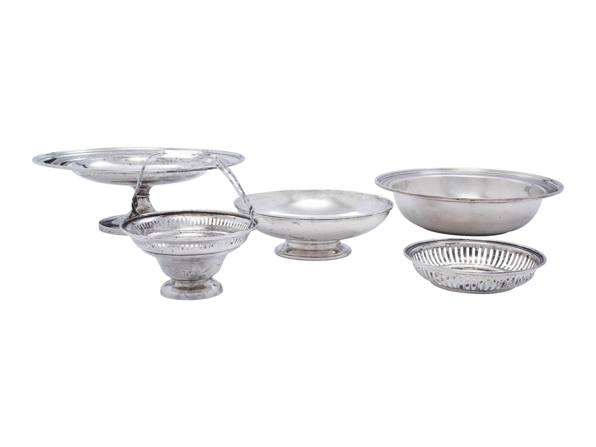 Five American Silver Bowls and Compotes