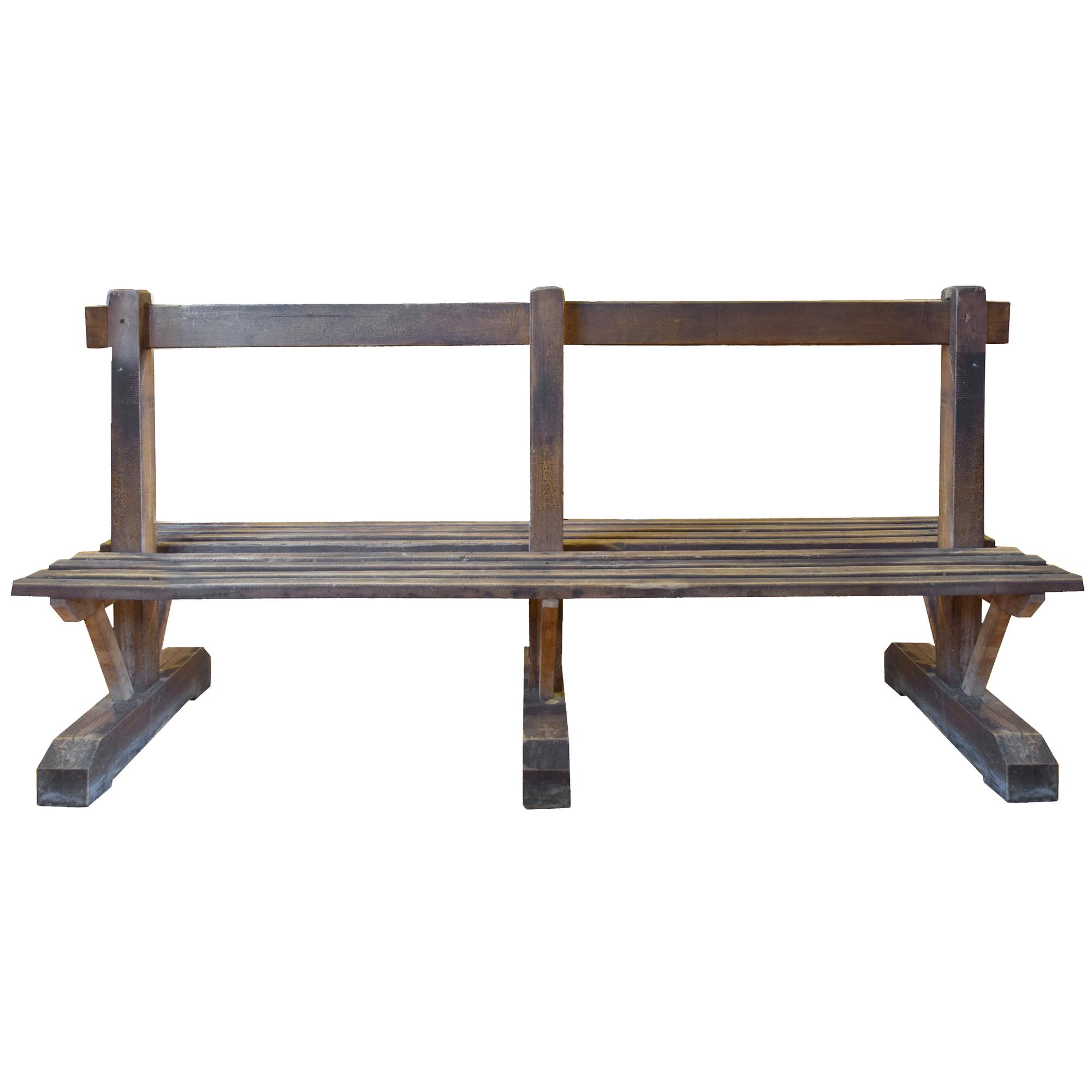 A Double Sided Wood Bench 102" W x 24" D x 39" H — Italy, 20th Century