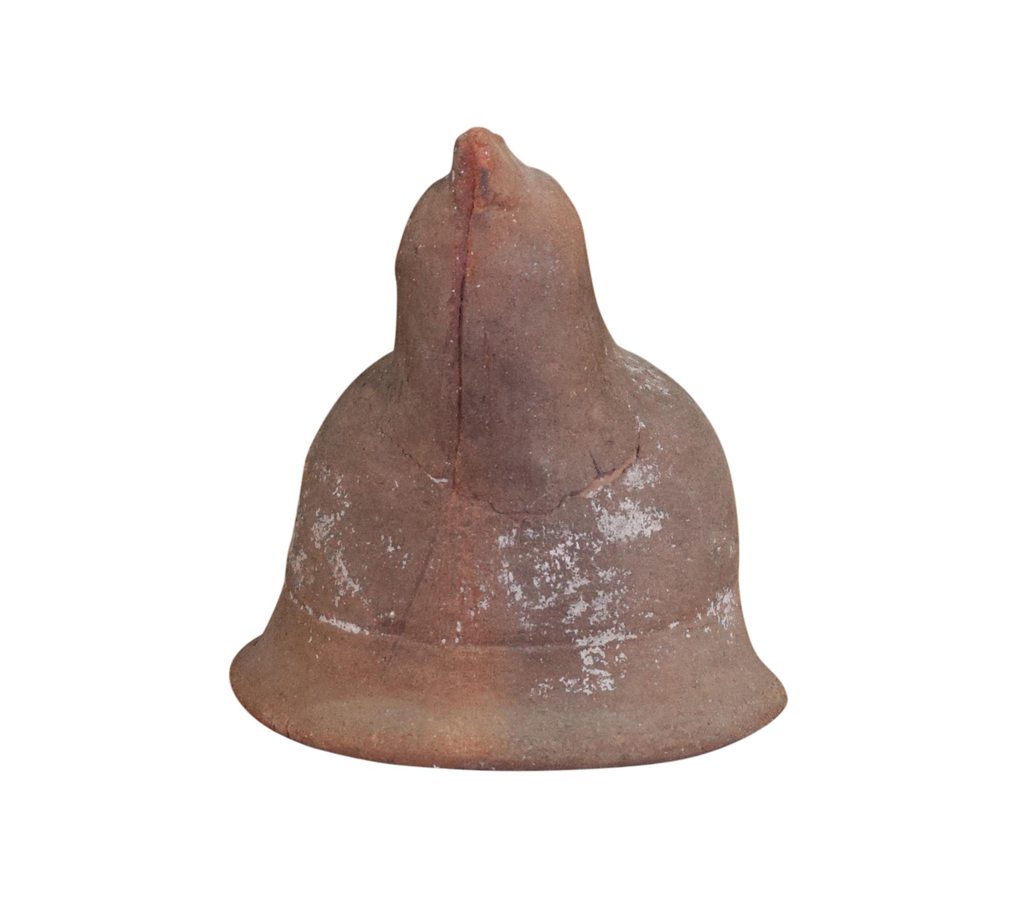 A Terra Cotta Chicken Helmet 6" W X 8.5" D x 8.5" H — Mexico, 20th Century