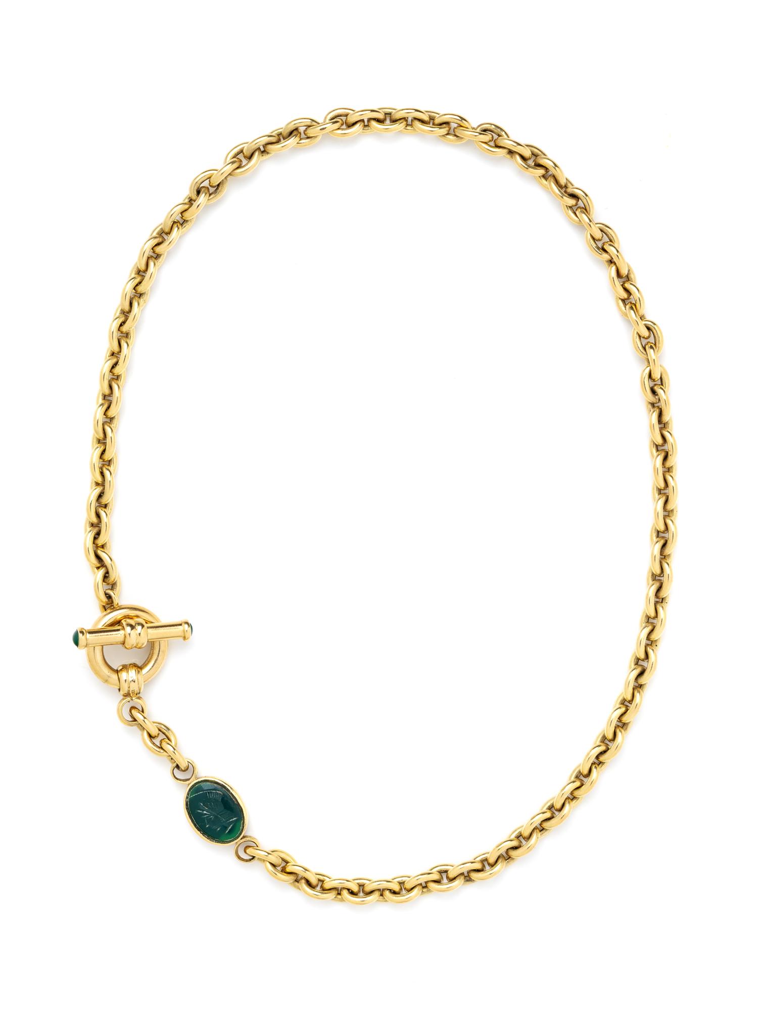 YELLOW GOLD CABLE CHAIN WITH DOUBLE-SIDED INTAGLIO