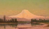 James Everett Stuart (American, 1852-1941) — Sunset, Mt. Tacoma from the Puyullan River, W. T. , 1885