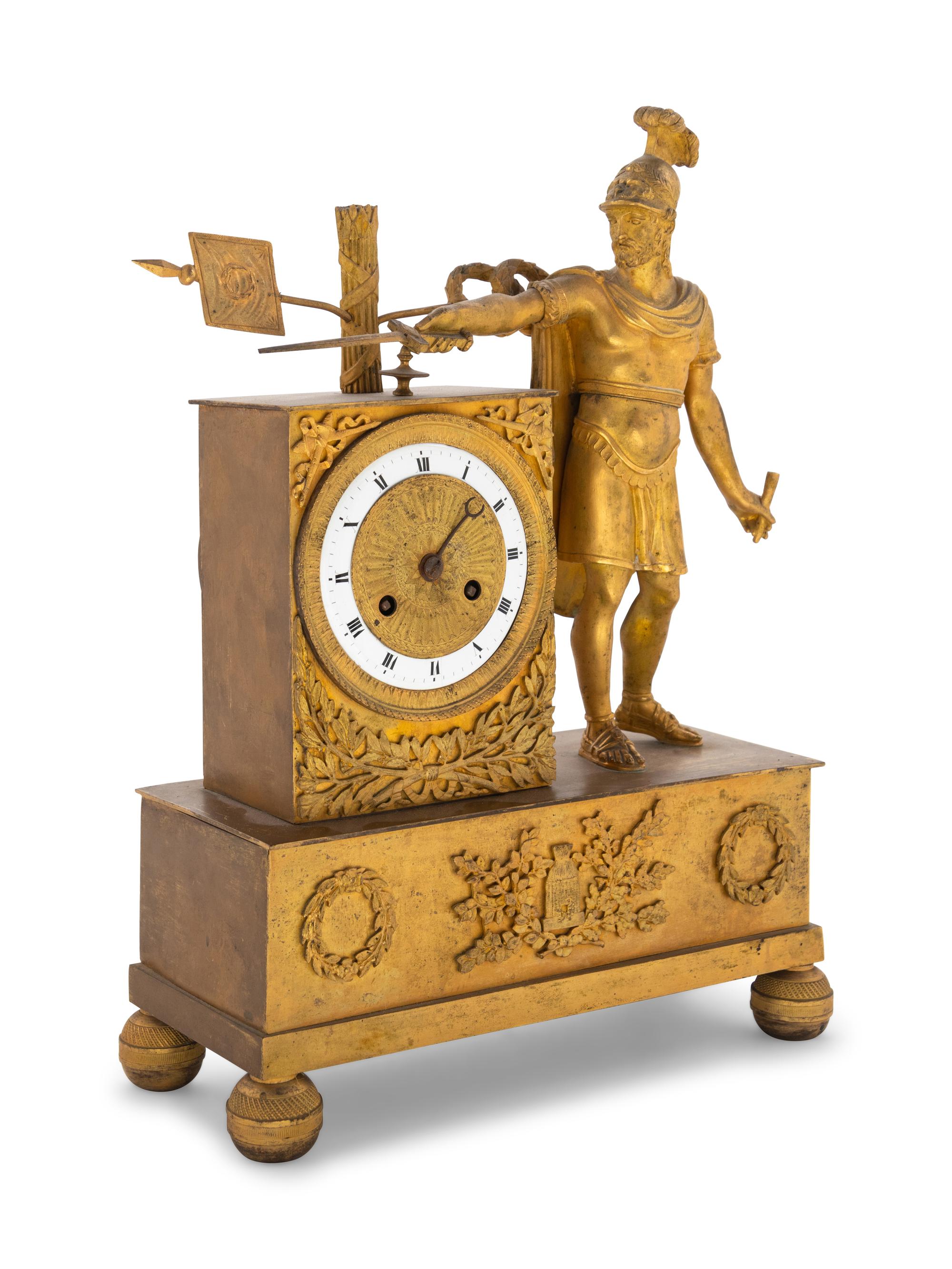 An Empire Gilt Bronze Mantel Clock