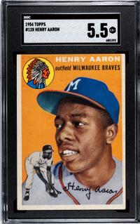 A 1954 Topps Hank Aaron Rookie Baseball Card No. 128 (SGC 5.5 EX+)