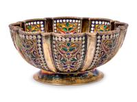 A Russian Plique-à-Jour Enameled Silver-Gilt Bowl