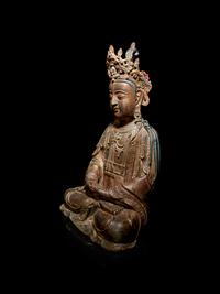 A Large Bronze Figure of Seated Guanyin