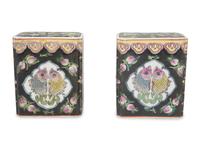 A Pair of Chinese Export Famille Noire Cache Pots — 19TH/20TH CENTURY