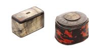 A Silver Mounted Tortoise Shell Box, Probably English, 18th/19th Century, of oval form, together with a rectangular horn box.