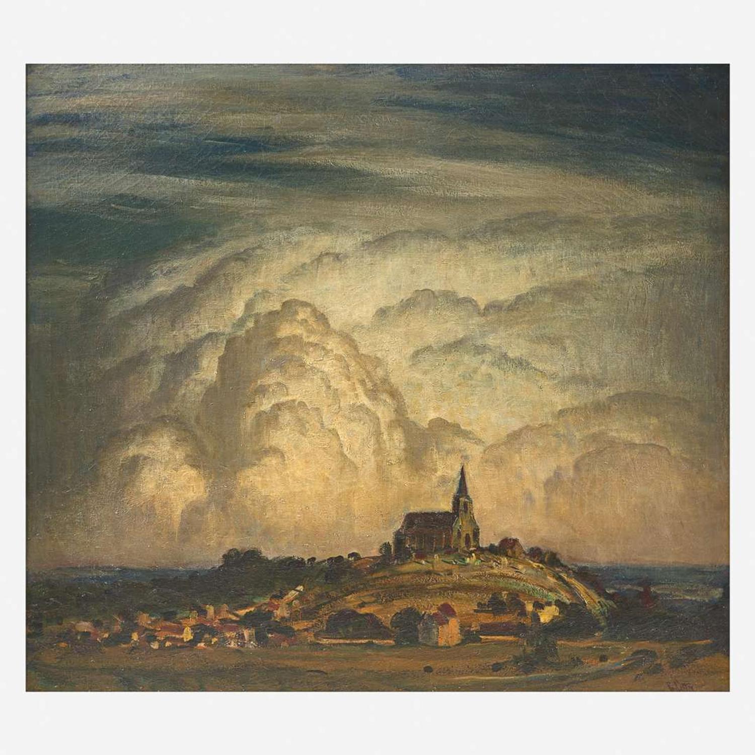 George William Sotter (American, 1879–1953) Clouds Billowing Over a Church