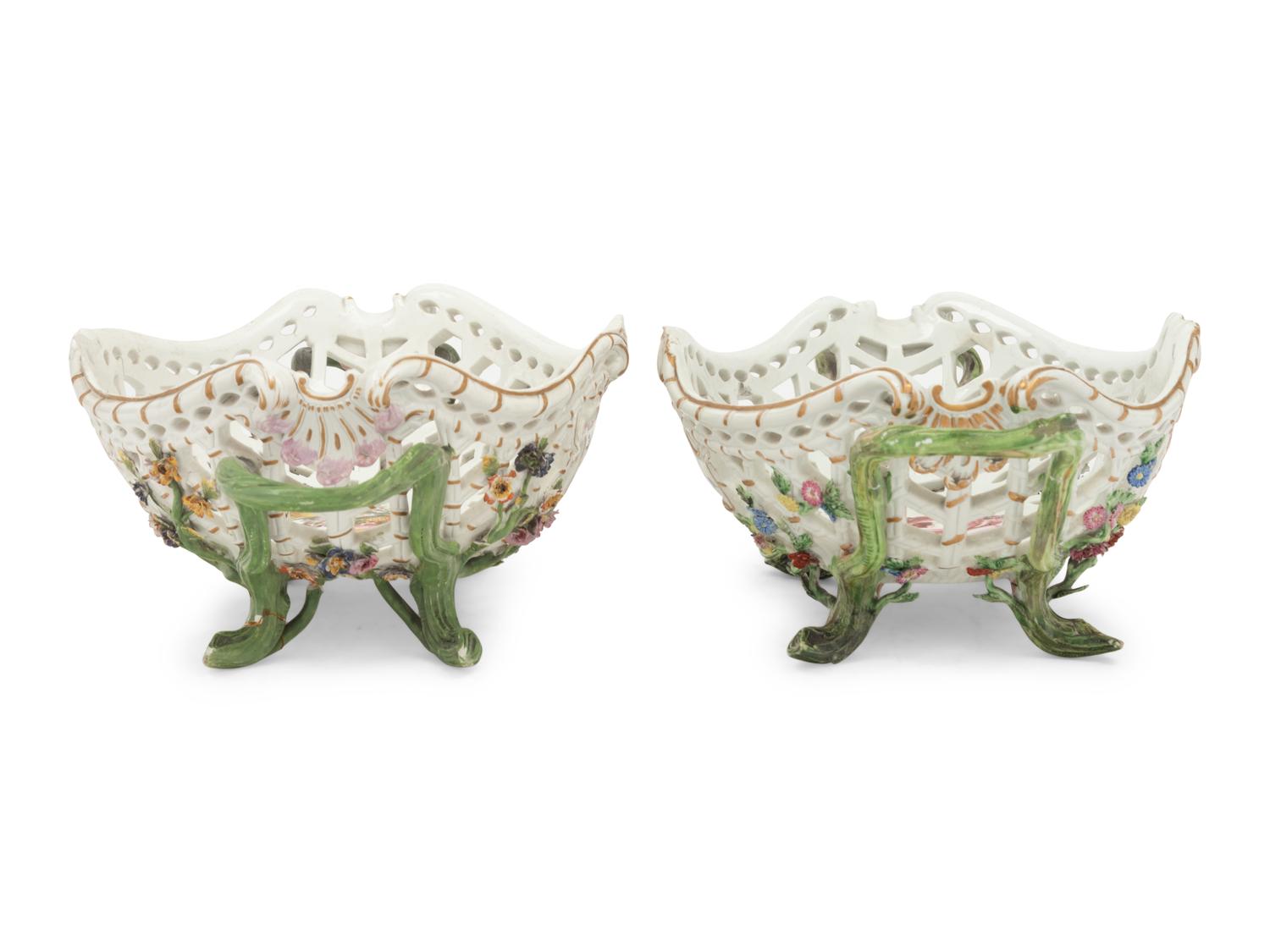 A Pair of Meissen Porcelain Baskets
