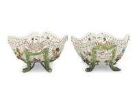 A Pair of Meissen Porcelain Baskets