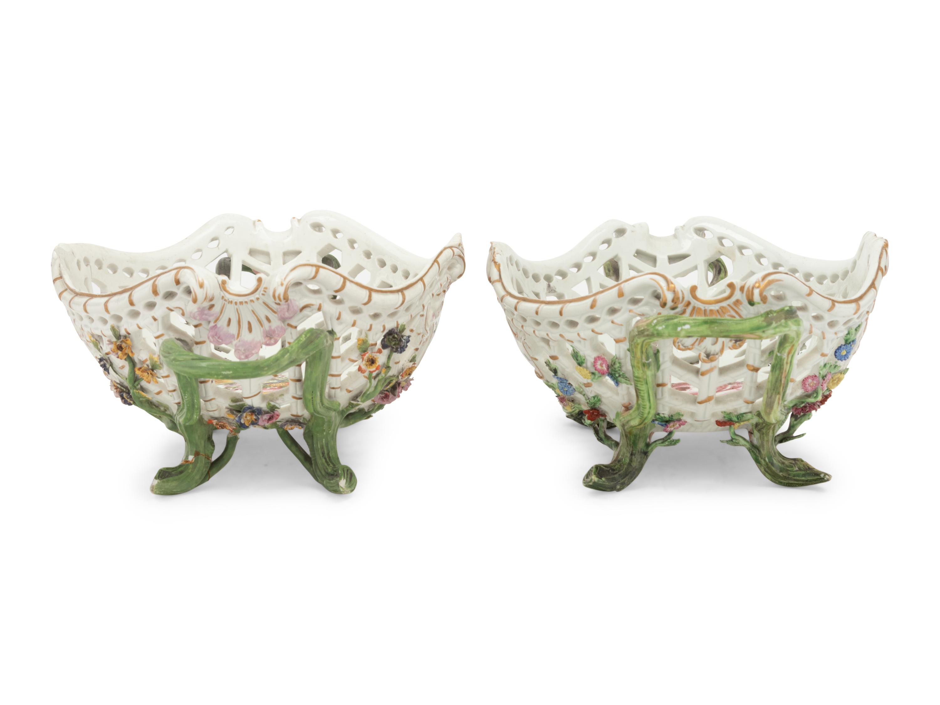 A Pair of Meissen Porcelain Baskets