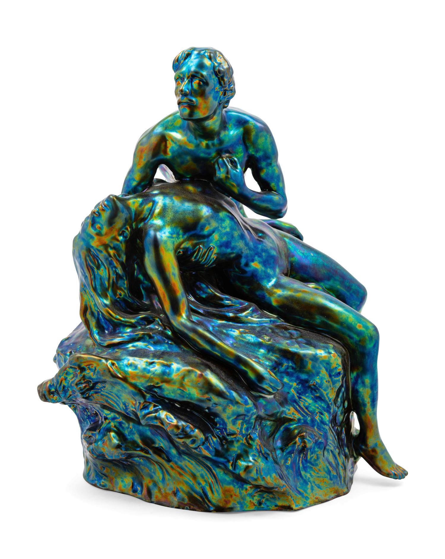 A Zsolnay Iridescent Figural Group