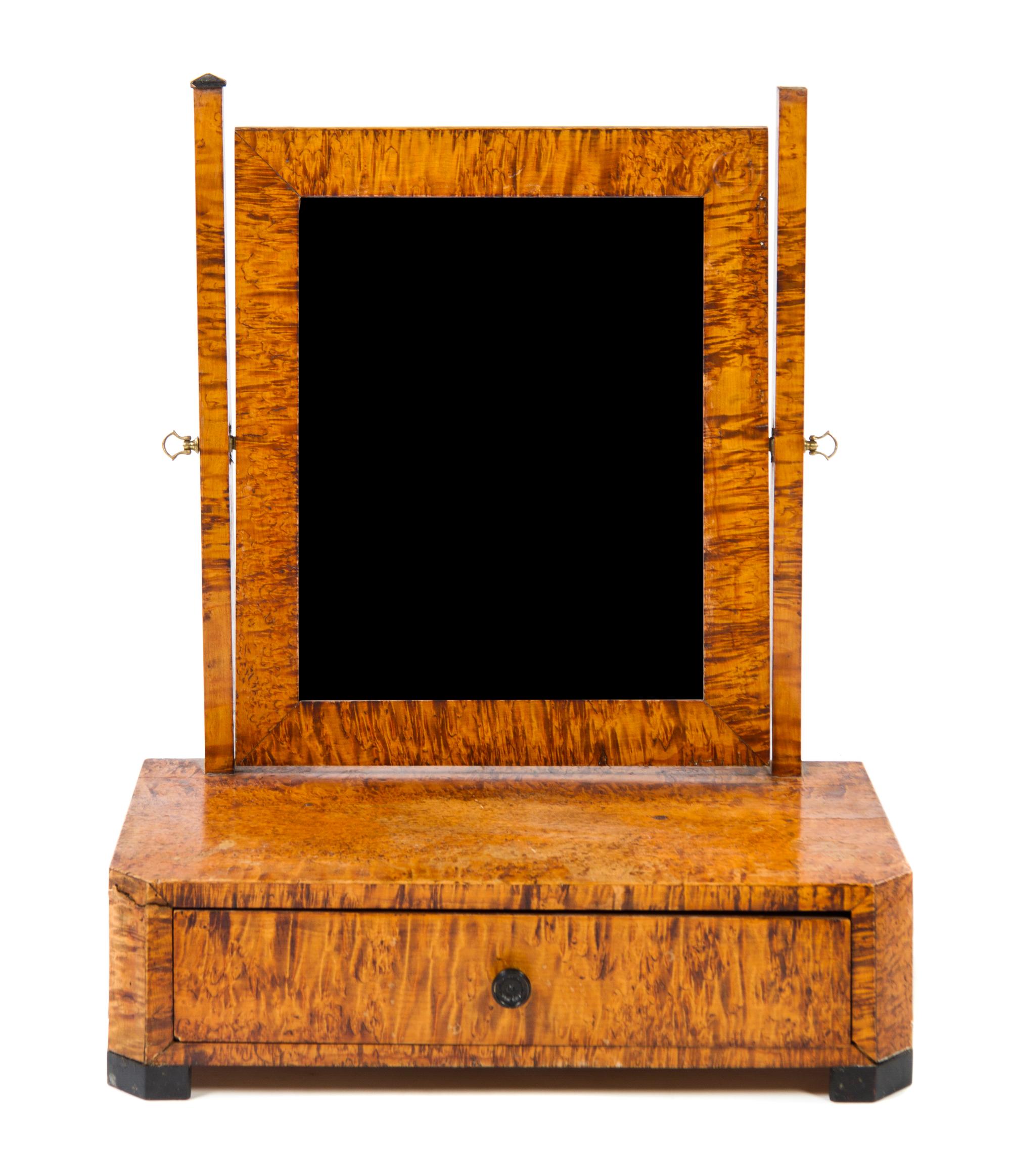 An American Tiger Maple Dressing Mirror Height 22 inches. — 19TH CENTURY