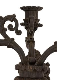 A Pair of Neoclassical Patinated Metal Three-Light Wall Sconces