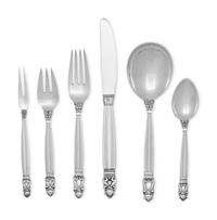 A Georg Jensen Acorn Silver Flatware Service