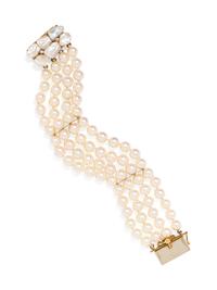 An 18 Karat Yellow Gold, Cultured and Baroque Pearl and Diamond Bracelet, Cellino,