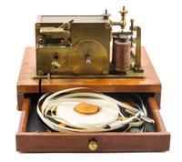 An English Brass Telegraph Receiver Width of base 13 inches. — ELLIOTT BROTHERS LTD., LONDON, LATE 19TH CENTURY