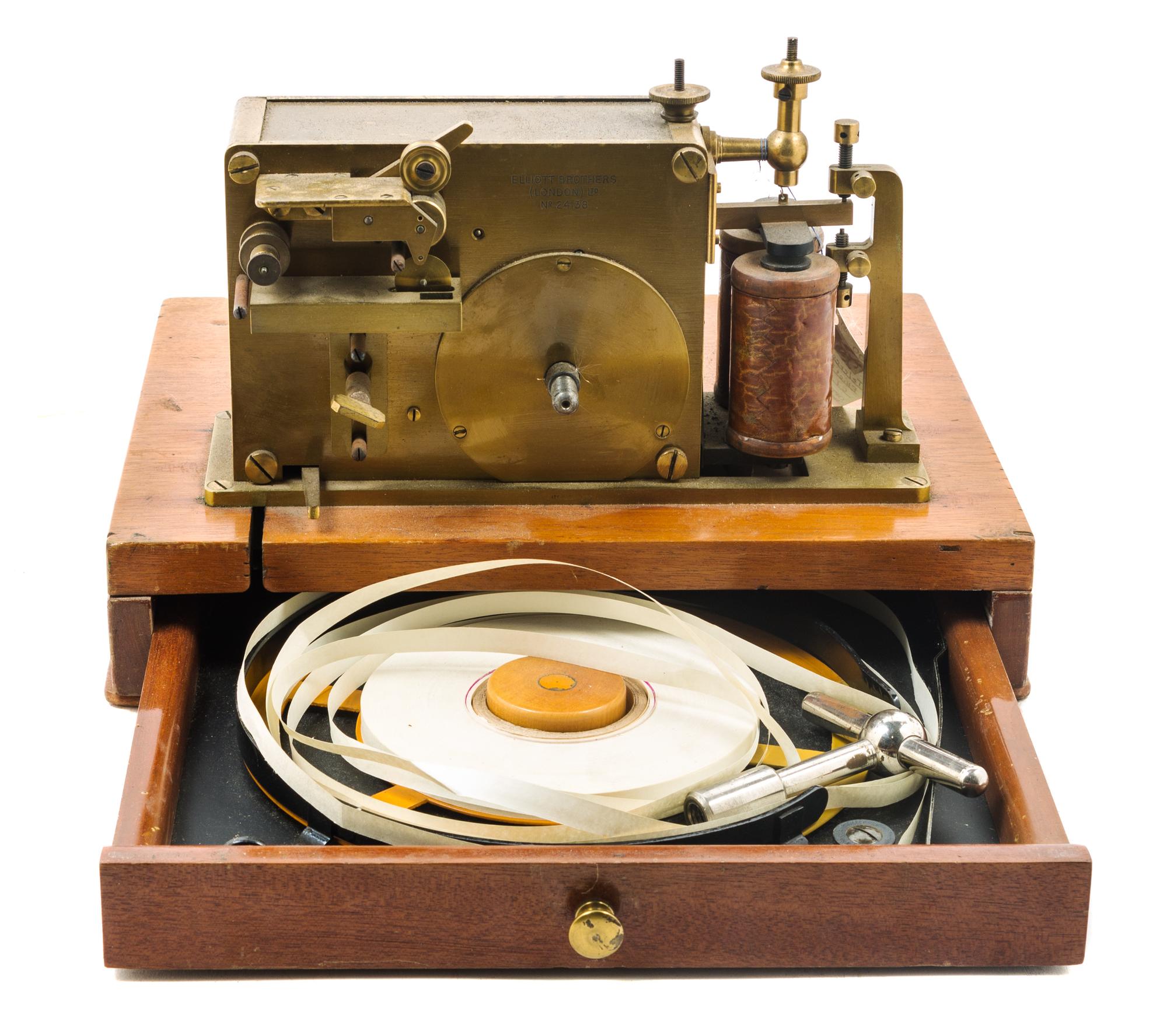 An English Brass Telegraph Receiver Width of base 13 inches. — ELLIOTT BROTHERS LTD., LONDON, LATE 19TH CENTURY