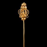 A Chinese Gold 'Khakkhara' Hairpin, Zan, Ming Dynasty 明 金錫杖簪