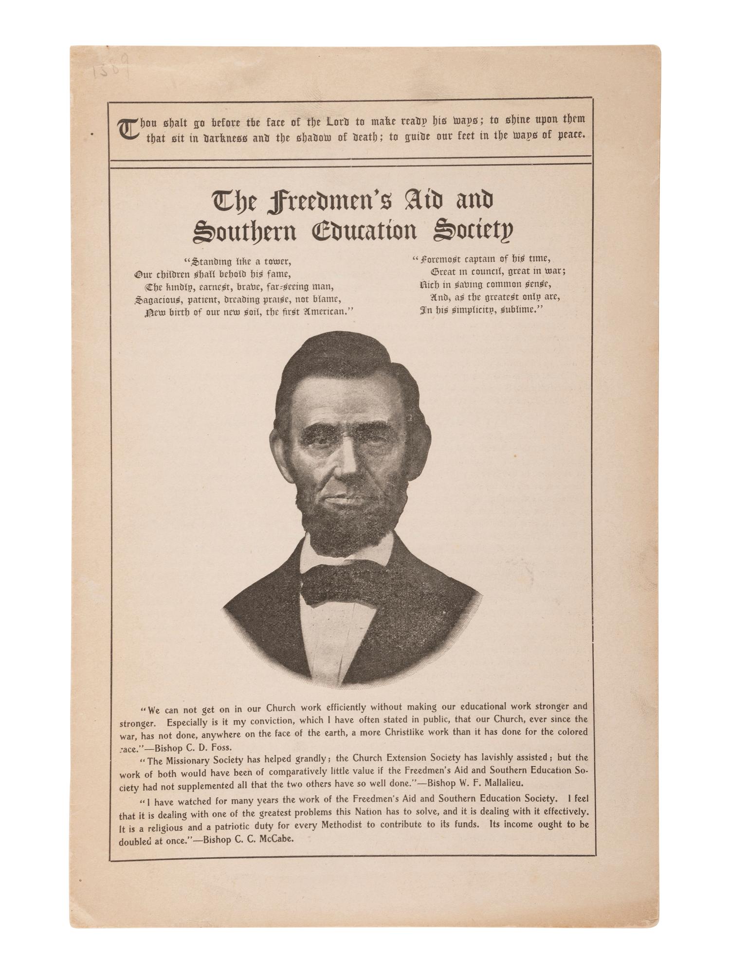 [EDUCATION]. 2 titles, incl. Freedmen's Aid and Southern Education Society . Cincinnati, 1904.