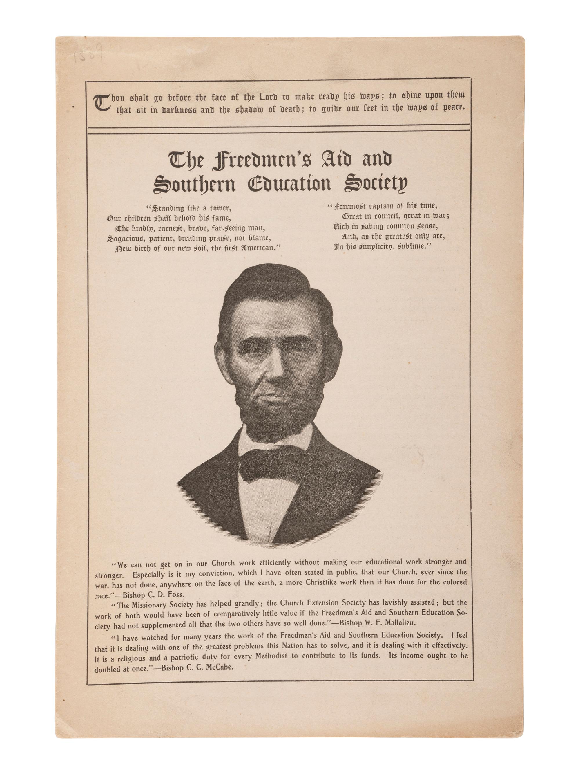 [EDUCATION]. 2 titles, incl. Freedmen's Aid and Southern Education Society . Cincinnati, 1904.