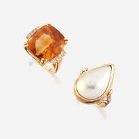 Two gold and gem-set rings