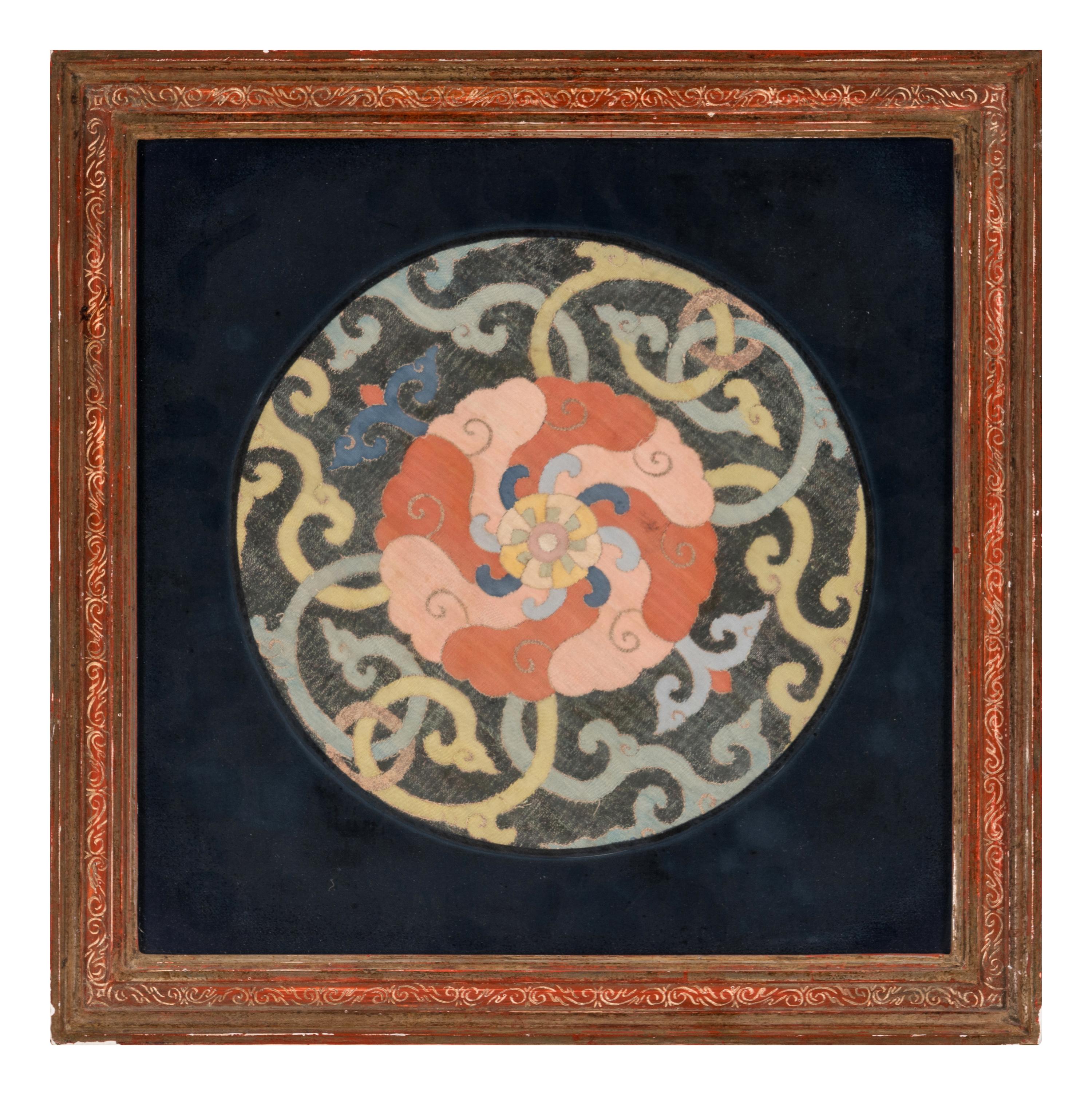 A Chinese Kesi Woven Silk 'Lotus' Roundel