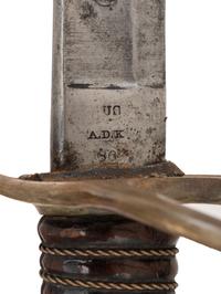 [CIVIL WAR]. Ames light artillery cavalry saber dated 1864, cavalry sword belt, and documents belonging to Private Sidney Cole, Company G, 1st New York Dragoons.