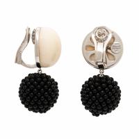 Sabbadini, White Coral, Onyx, and White Gold Earrings